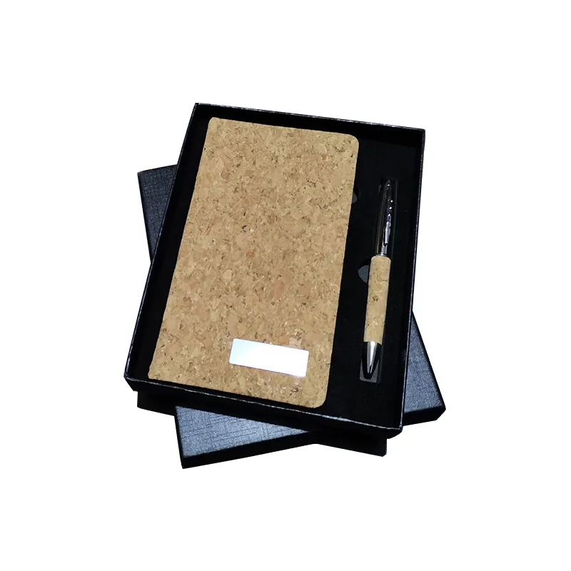 Logo Kustom Ramah Lingkungan Promo Cork Notebook dan Set Hadiah Pena Iklan Perusahaan Pemasaran Set Hadiah Promosi