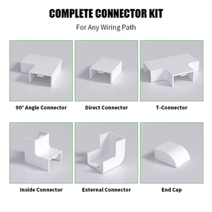 Kit de accesorios de Conducto de cableado de extrusión de <span class=keywords><strong>PVC</strong></span> 6 (esquinas internas/externas detiene acopladores camisetas planas 90 codos) Juego completo para - Product Image 2