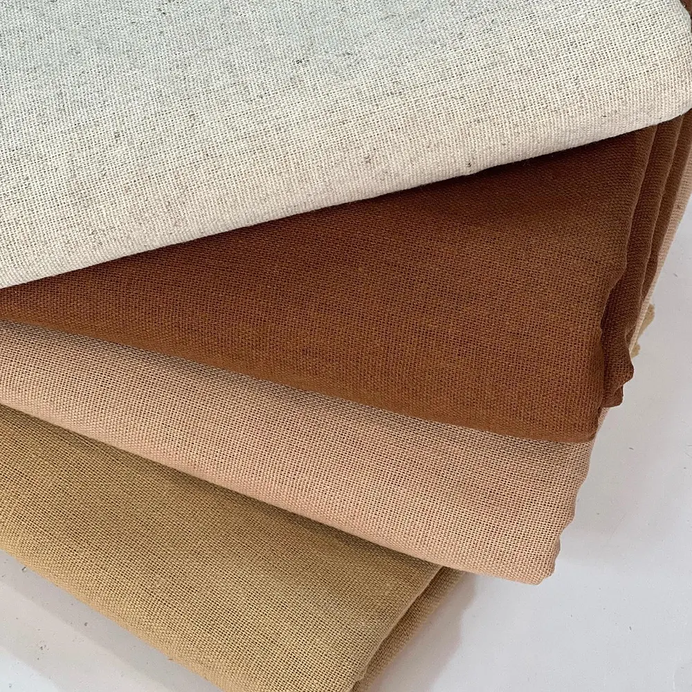 Produsen grosir kain Linen Perancis rami murni kain Sandwashed polos Linen celup organik 100% kain Linen