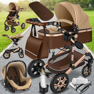<span class=keywords><strong>Poussette</strong></span> de luxe certifiée EN 3-en-1 avec position haute, pour bébés de 0 à 36 mois, avec <span class=keywords><strong>nacelle</strong></span> et siège auto pour les voyages des nourrissons - Product Image 1