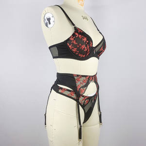 Ensembles soutien-gorge et culotte pour femmes, lingerie érotique en dentelle, avec anneau de poitrine, sexy, tailles mixtes et grandes tailles - Product Image 3