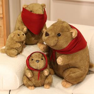 Llavero de Peluche de <span class=keywords><strong>Marmota</strong></span> Chillona, Divertido y Lindo Muñeco de Peluche de <span class=keywords><strong>Castor</strong></span> con Bufanda, Juguete de Roedor Suave y Agradable para Decorar Bolsos - Product Image 3