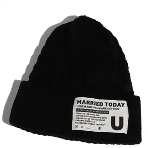 Sombrero de invierno 100% acrílico caliente tejer sombrero de beani promocional niños bennie sombreros gorros