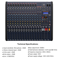 Console de mixage audio professionnelle Xtuga MKX avec USB, réverbération, 99 effets DSP, 12/16 canaux, égaliseur 3 bandes, alimentation fantôme 48V intégrée