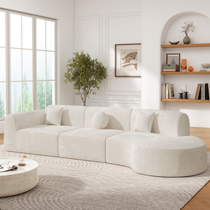 Ensemble de canapés sectionnels incurvés modernes et convertibles avec mousse haute densité et chaise longue pour appartement et hôtel - Product Image 1