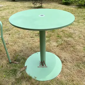 Meubles de jardin d'extérieur, ensemble de tables basses en aluminium, patio, bistro, hôtel, café, table ronde avec trou de parasol pour restaurant