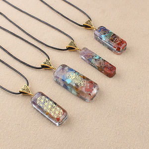 Collar con Colgante de Cristal de Resina <span class=keywords><strong>Orgonita</strong></span> de 7 Chakras, Joyería Espiritual de Sanación Energética Orgone para Meditación, Venta al por Mayor - Product Image 3