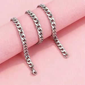 Punk Hip-Hop Titan-Stahl 3,5mm/5mm/6mm/7mm/8mm/10mm Kubanische Gliederkette Miami Edelstahl-Halskette für Männer - Product Image 3