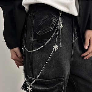 โซ่คล้องกางเกงพร้อมจี้รูปใบเมเปิ้ล สองชั้น ทำจากโลหะผสม ใช้เป็นเครื่องประดับเอวสำหรับแฟชั่นฮิปฮอป สไตล์สปริง 2025 - Product Image 5