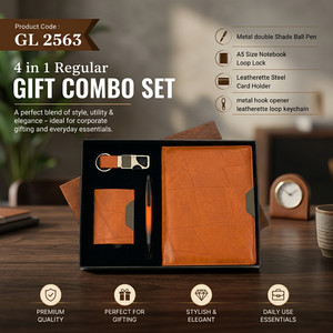 Set de Regalo Profesional 4 en 1 con Cuaderno A5, Bolígrafo Metálico, Tarjetero y Llavero de Cuero Sintético para Regalos Corporativos de Oficina - Product Image 3