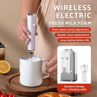 Mousseur à lait sans fil mini portatif automatique, batteur à œufs rechargeable par USB, fouet en acier inoxydable, classe d'efficacité énergétique