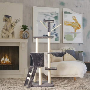 Venta al por mayor caliente de gran tamaño de madera mascota rascador casa torre condominio gato árbol - Product Image 5