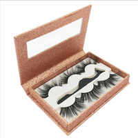 Cils en Faux Vison Haut de Gamme, Boîte Cadeau Magnétique Portable en Carton Rigide en Forme de Livre, Logo Personnalisé, Doublure en Éponge Rose, Recyclée
