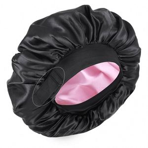 Gorro de Dormir de Seda de Doble Capa Ajustable para Mujeres Negras, Gorro Reversible para Cabello Rizado - Product Image 2