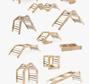 Hai biến hình tam giác Montessori dốc bằng gỗ leo núi phòng tập thể dục thiết lập cho phòng khách an toàn tính năng cho trẻ em chơi - Product Image 3