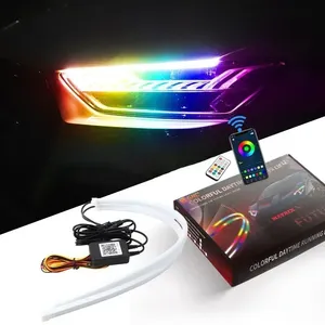 Feux de jour LED 12V pour <span class=keywords><strong>voiture</strong></span>, contrôle par application, bande <span class=keywords><strong>lumineuse</strong></span> flexible RGB Symphony, clignotant dynamique, lampe décorative pour phare - Product Image 1