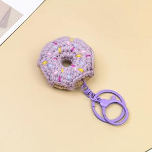Llavero de donut tejido a mano con chispas de colores, ecológico, colgante para bolso, con cierre de langosta, bonito llavero de comida para niños pequeños - Product Image 4