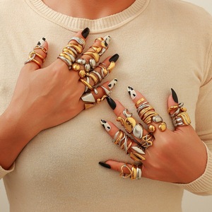 yunnique Geometric Stainless Steel <b>Ring</b> Vacuum Gold Plated 18k Women's Fashion Party Jewelry - Product Image 1