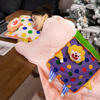 Couverture-oreiller Clown OEM - Couleurs et motifs personnalisables, oreiller et couette 2-en-1 personnalisés avec motif à pois pour cadeaux