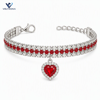 Collier pour chat en strass de cristal avec pendentif cœur, collier scintillant pour chaton avec fermoir mousqueton, collier réglable pour animaux de compagnie
