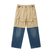 Pantalon cargo en jean patchwork bicolore de haute qualité pour homme, multi-poches, style streetwear ample, hip-hop, tactique, taille mi-haute