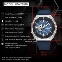 Montres automatiques pour hommes Pagani Design PD-YS010, mouvement mécanique, bracelet en caoutchouc, montre pour hommes, étanche, cadran ajouré