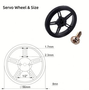 Roue en plastique ABS 4,8 mm 60x8 mm avec pneu en silicone 5908, compatible avec les robots, voitures intelligentes, direction à 360 degrés 9G SG90 FS90R, pour garçons, Lego - Product Image 5