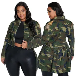 Fall new design hot selling plus size jackets fashion camouflage denim coats for streetwear