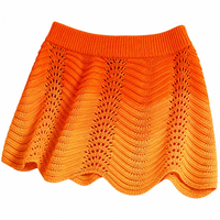 LOGO Kustom Wanita Oranye Kerah Polo Lengan Pendek Mini Set Dua Potong Rajutan Viscose Fashion Chic Musim Panas Grosir Atasan Berkualitas Tinggi