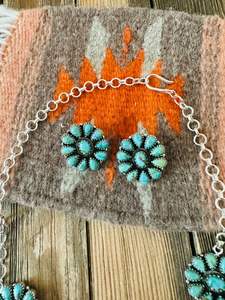 Conjunto de Gargantilla y Pendientes de Plata de Ley Hechos a Mano con Turquesa Kingman para Mujer - Product Image 4