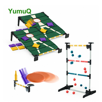YumuQ Ensemble de jeux combinés 3-en-1 portable pour hayon de véhicule, Cornhole, Ladderball et Bottle Smash, pour jeux d'extérieur en jardin