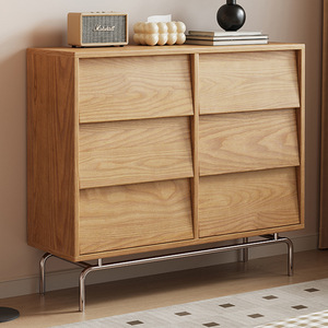 Solid Wood Six Drawer <b>Chest</b> With Metal Legs Bedroom <b>Storage</b> Cabinet Dresser - Product Image 3