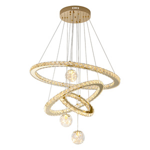 Lampadario LED Moderno per Soggiorno, Sala <span class=keywords><strong>da</strong></span> Pranzo, Camera <span class=keywords><strong>da</strong></span> Letto, <span class=keywords><strong>Cucina</strong></span>, Lampada <span class=keywords><strong>a</strong></span> <span class=keywords><strong>Sospensione</strong></span> con Design ad Anello Dorato - Product Image 5