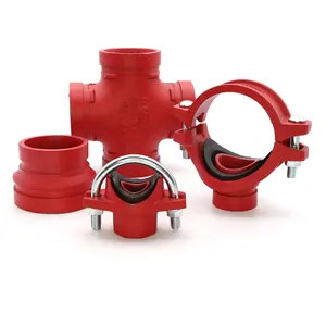 High quality ductile iron grooved tee elbow rigid flexible coupling fire fighting grooved pipe fitting