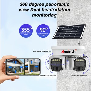 Kamera keamanan tenaga surya, kamera keamanan matahari luar ruangan lensa ganda tampilan 355 ° kekuatan Baterai untuk keamanan rumah Warna penglihatan malam - Product Image 4