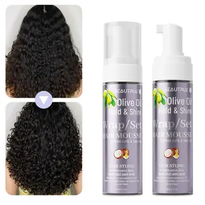 Wholesale Custom Natural Olive Oil Curly Hair Mousse Foam Fast Dry For Men And Women Hair Hold Anti-Frizz Styling Mousse Foam