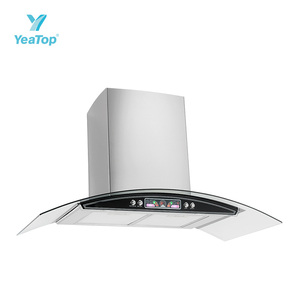 <span class=keywords><strong>Campana</strong></span> Extractora Clásica de Pared con Panel de Vidrio Curvo, Carcasa de Acero Inoxidable, Eficiente Energéticamente, para Cocina - Product Image 6