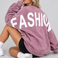 Sweat-shirt à col rond surdimensionné pour femme, avec logo personnalisé, épaules tombantes, imprimé lettres au dos, style streetwear décontracté, en molleton épais