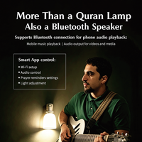 Lampu Speaker Al-Quran Portabel yang Dapat Dipasang di Dinding dengan Pengingat Sholat, Aplikasi Bluetooth, Pengatur Kecerahan, Rekaman Qari, Mudah Digunakan