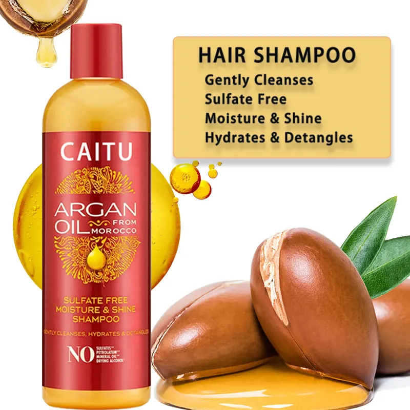 Le shampooing capillaire populaire et populaire sans sulfate nettoie et démêle en douceur renforce le shampooing à l'huile d'argan du Maroc