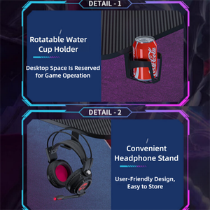 Bureau de jeu blanc bon marché en gros bureau d'ordinateur RVB table de jeu Led e-sports bureau d'ordinateur de jeu avec porte-gobelet - Product Image 2