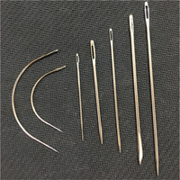 Aiguilles triangulaires spéciales 7 grands yeux, ensemble de points à la main multifonctionnels aiguille incurvée bricolage, carte d'aiguille grise en cuir