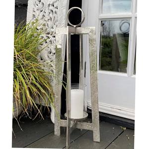 Lanterne en métal argenté, lanterne de sol en aluminium coulé la plus vendue - Product Image 4