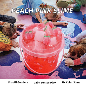 Kit de slime cristallin pré-fait rose pêche, effet gelée, scintillant et croquant, avec 6 additifs, unisexe, pour les 2-4 ans, conditionnement en pot, jeu sensoriel anti-stress - Product Image 2