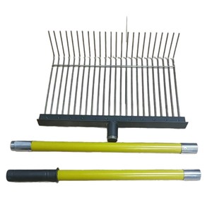 Rastrillo para hojas de acero inoxidable con mango telescópico amarillo para jardinería y trabajos en el jardín - Product Image 5