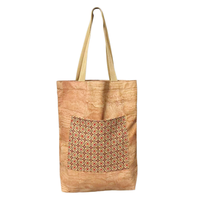 Gros Sac Tote en Liège Naturel pour Femmes Grande Capacité Sac à Épaule Léger avec Doubles Courroies et Logo Imprimé Personnalis