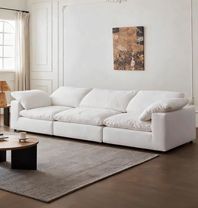 Sofá de Tela Blanco para Sala de Estar, Sofás en Forma de L, Sofá Comprimido al Vacío, Sofá Nube Comprimido en Caja - Product Image 3