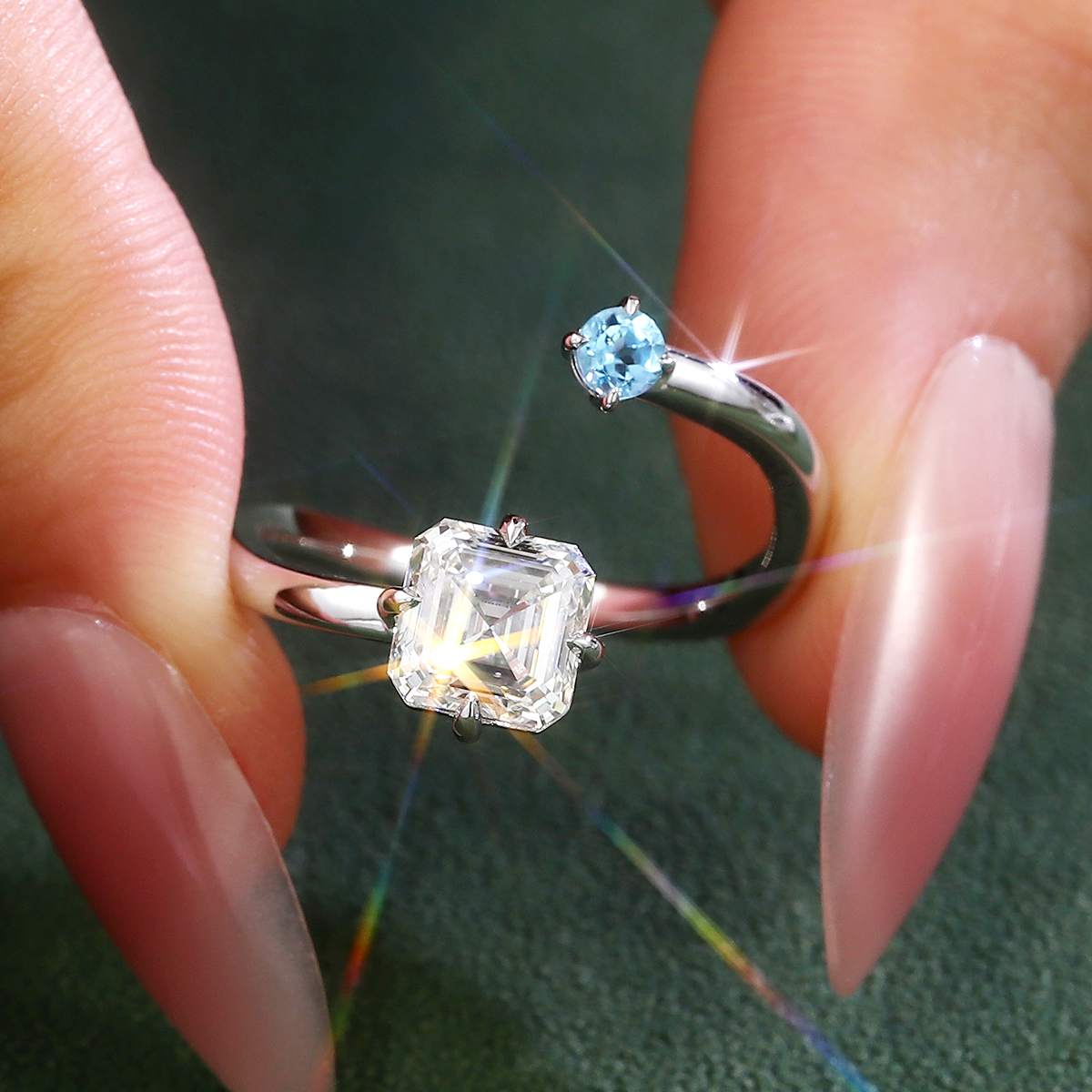 Anillo de oro macizo de 14 quilates con diamante de laboratorio