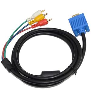 铜芯适配器电缆 <span class=keywords><strong>VGA</strong></span> 15P 公头/3RCA 公头 镀镍 适用于电脑电视投影仪 带单磁环 - Product Image 3