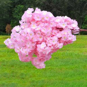 Nueva Llegada, Rama de Flores de Cerezo Artificiales, 3 Cabezas, Súper Grandes y Densas, Decoración de Boda, Color Rosa - Product Image 1